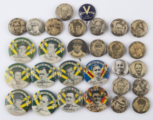 BADGES: with Argus 1951 "Test Souvenir" (8), "Test Team" (1) & Cricket Series (1), plus 19 other smaller format badges. (29)