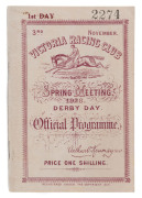 VICTORIA RACING CLUB: 1928 Victoria Derby '1st Day, 3rd November, Victoria Racing Club, Spring Meeting, 1928, Derby Day, Official Programme'.The 1928 Victoria Derby was won by Strephon; the following year it was won by Phar Lap who also won the AJC Derby