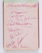 SOUTH MELBOURNE - AUTOGRAPH BOOK: with approximately 60 signatures of early 1960s players including Max Papley, Bobby Kingston, Bill Ross, Ken Colvin, Des Bethke, Graeme John & John Rantall; some are duplicated; also Sydney Swans crest mounted on a wooden - 2