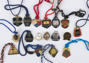 MEMBERSHIP BADGES: with VFL/AFL: 1962 Melbourne Football Club, Carlton Social Club 1968-69, 1974-75 plus another undated, 1973 St Kilda, 1984, 1985 & 1986 VFL Park, 1995 Essendon Football & Sporting Club; also CRICKET: MCC member badges for 1962-63, 1982-83, 1983-84, 1985-86 & 1987-88; plus undated magpie design badge for Western Suburbs Dist. Rugby League Football Club, undated for Lawn Tennis Association of Victoria & 1984 for Centenary 'Esso' Tigers; condition fair to VG. (17)
