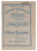 OFFICIAL PROGRAMME/RACE BOOK: 1929 VRC Oaks 'Oaks Day, Victoria Racing Club, Spring Meeting, 1929, Official Programme' (Thursday 7th November), the Previous Winners pages recording Phar Lap's 1st in the Victoria Derby & 3rd in the Melbourne Cup. 