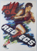 JOSEPH GREENBERG (1923 - 2007) SANFL posters, circa 1980, as issued, for "The Magpies", "Sturt", "The Eagles" and "The Redlegs", each poster signed by Greenberg in the plate and with the "SPORTSPLAN MARKETING PTY LTD" imprint at lower right. Each 64 x 46c - 4