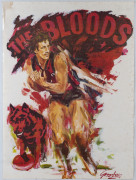 JOSEPH GREENBERG (1923 - 2007) SANFL posters, circa 1980, as issued, for the Bulldogs,  the Panthers, and the Bloods,  each poster signed by Greenberg in the plate but without the "SPORTSPLAN MARKETING PTY LTD" imprint previously noted. All approx. 62 x 4 - 3