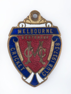 MELBOURNE CRICKET CLUB, membership badge, made by K.G.Luke for 1937-38 (No.953). Very fine condition.