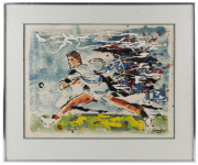 JOSEPH GREENBERG (1923 - 20067) Backhand Volley, enamel & mixed media on paper, signed lower right, 42 x 55cm. - 2