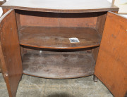 A Georgian bow front two door cabinet with book-matched flame mahogany panels, brass reeded trim and unusual vertical fluted edge, circa 1800, 86cm high, 97cm wide, 54cm deep - 6