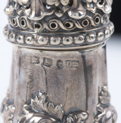 An antique sterling silver sugar caster, marks rubbed (illegible), 12cm high, 115 grams - 2