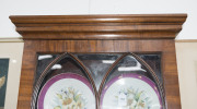 A rare pair of antique English Hepplewhite mahogany bookcases, 18th century, unusual slim proportions with flame mahogany drawer fronts, cockbeading and astragal glazed doors with adjustable shelving. With accompanying documentation from Windsor Antiques, - 4