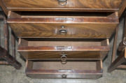 A rare pair of antique English Hepplewhite mahogany bookcases, 18th century, unusual slim proportions with flame mahogany drawer fronts, cockbeading and astragal glazed doors with adjustable shelving. With accompanying documentation from Windsor Antiques, - 7