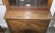 A rare pair of antique English Hepplewhite mahogany bookcases, 18th century, unusual slim proportions with flame mahogany drawer fronts, cockbeading and astragal glazed doors with adjustable shelving. With accompanying documentation from Windsor Antiques, - 11