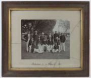 1902 AUSTRALIA XI IN ENGLAND: Team photograph with caption in manuscript, photograph by J. Weston & Son (Eastbourne, England); framed & glazed (cracked glazing), overall 51x45cm. The Australian XI defeated an England XI captained by Gilbert Jessop on 16-