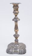 A set of four English sterling silver candle sticks, Sheffield circa 1904, weighted bases, 32cm high - 4