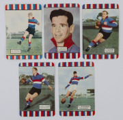 COLES 1954-55 - FOOTSCRAY: group of cards comprising 1954 Series 1 (5), 1954 Series 2 (6) including Ted Whitten action image, and 1955 Series 3 (6); corner mount impressions, overall G/VG. (17). - 2