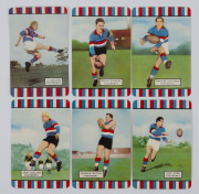 COLES 1954-55 - FOOTSCRAY: group of cards comprising 1954 Series 1 (5), 1954 Series 2 (6) including Ted Whitten action image, and 1955 Series 3 (6); corner mount impressions, overall G/VG. (17). - 3