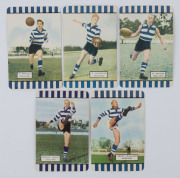 COLES 1954-55 - GEELONG: group of cards comprising 1954 Series 1 (4) including Bob Davies, 1954 Series 2 (7) and 1955 Series 3 (6) including two different action images of Bernie Smith; corner mount impressions, overall G/VG. (17). - 4