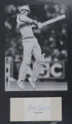 AUSTRALIAN TEST CRICKETER AUTOGRAPHS: A collection of autographed displays on a few autograph sheets in an album; including Keith Miller, Ron Saggers, Rod Marsh, Dean Jones, David Hookes, Rodney Hogg, Ian Meckiff, Ian Redpath, Doug Walters, Kerry O'Keeffe - 9