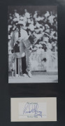 AUSTRALIAN TEST CRICKETER AUTOGRAPHS: A collection of autographed displays on a few autograph sheets in an album; including Keith Miller, Ron Saggers, Rod Marsh, Dean Jones, David Hookes, Rodney Hogg, Ian Meckiff, Ian Redpath, Doug Walters, Kerry O'Keeffe - 11