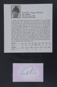 AUSTRALIAN TEST CRICKETER AUTOGRAPHS: A collection of autographed displays in an album; including Colin Guest (1 Test), Les Joslin (1 Test), Fred Freer (1 Test), Ashley Woodcock (1 Test), Des Hoare (1 Test), Ken Eastwood (1 Test), Ian Callen (1 Test), Sim - 3