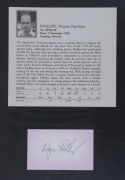 AUSTRALIAN TEST CRICKETER AUTOGRAPHS: A collection of autographed displays in an album; including Colin Guest (1 Test), Les Joslin (1 Test), Fred Freer (1 Test), Ashley Woodcock (1 Test), Des Hoare (1 Test), Ken Eastwood (1 Test), Ian Callen (1 Test), Sim - 10