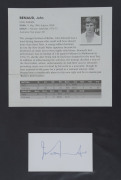 AUSTRALIAN TEST CRICKETER AUTOGRAPHS: A collection of autographed displays in an album; including Colin Guest (1 Test), Les Joslin (1 Test), Fred Freer (1 Test), Ashley Woodcock (1 Test), Des Hoare (1 Test), Ken Eastwood (1 Test), Ian Callen (1 Test), Sim - 12