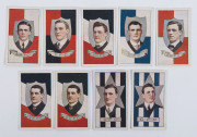 1909-14 SNIDERS & ABRAHAMS - VICTORIAN LEAGUE PLAYERS: selection with 1909 'Half-Length Portraits' [1/60], 1911-12 'Rays' [8/60] plus a duplicate, 1912 'Portrait & Flag' [1/60], 1913-14 'Stars' [2/60] including Jock McHale (spelled 'McHAILE'), 1914 'Shiel - 4