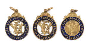 A MOST IMPORTANT TRIO OF PREMIERSHIP MEDALS The 1939, 1940 and 1941 Premiership Medals won by Melbourne Football Club Hall of Fame Inductee Percy Beames. Housed in a custom made presentation case and all in superb original condition.