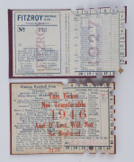 FITZROY: Member's Season Tickets for 1925, 1927, 1928, 1929, 1932 & 1946, with fixture lists and holes punched for games attended; Fair/G. (6) - 3