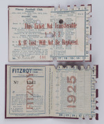 FITZROY: Member's Season Tickets for 1925, 1927, 1928, 1929, 1932 & 1946, with fixture lists and holes punched for games attended; Fair/G. (6) - 4