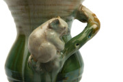 REMUED pottery vase with applied koala and branch handle, incised "Remued 313/5B", 13cm high - 2