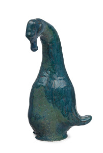 KLYTIE PATE pottery bird statue with turquoise glaze, incised "Klytie Pate", 25cm high