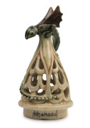 MARGUERITE MAHOOD exceptional pierced pottery lidded vase adorned with two winged dragons, titled "GOTHIC", circa 1936, lid and base signed "Marguerite Mahood, Gothic No.1570", 33cm high. Illustrated in "AUSTRALIAN ART POTTERY 1900-1950", by Fahy, Freela - 5