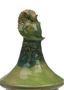 MARGUERITE MAHOOD green glazed pottery lidded vase with two applied dragons, signed "Marguerite Mahood, M.M. B365", 18cm high - 4