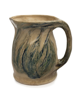 MERRIC BOYD wind-swept tree pottery jug, incised "Merric Boyd, Gum Tree From Australia, 1939", ​15cm high, 15cm wide