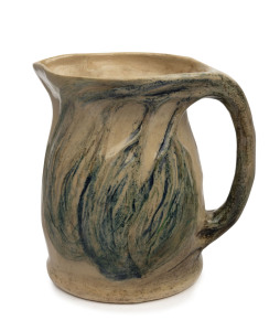 MERRIC BOYD wind-swept tree pottery jug, incised "Merric Boyd, Gum Tree From Australia, 1939", 15cm high, 15cm wide