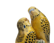 GRACE SECCOMBE pottery budgerigar statue, rare yellow colourway, incised "Grace Seccombe", 18cm high. Illustrated in "AUSTRALIAN ART POTTERY 1900-1950", by Fahy, Freeland, Free and Simpson [Casuarina Press, Syd. 2004], plate 436. - 2