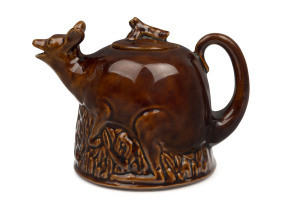 STONE'S BRISTOL POTTERY "Kangaroo" teapot with brown glaze, early 20th century, impressed oval mark to base, 13cm high, 18cm wide