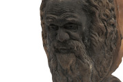 WILLIAM RICKETTS pottery vase with Aboriginal elders face and feather decoration, incised "Wm. Ricketts", ​29cm high, 22cm wide - 2