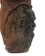 WILLIAM RICKETTS pottery vase with Aboriginal elders face and feather decoration, incised "Wm. Ricketts", ​29cm high, 22cm wide - 3