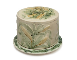 BENDIGO POTTERY cheese dish and cover with corn pattern, 19th century, ​18cm high, 24cm diameter