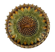 BENDIGO POTTERY "Sunflower" pattern butter pot, 19th century, 12cm high, 18cm diameter - 2