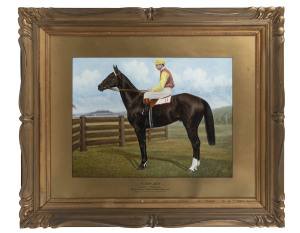 FREDERICK WOODHOUSE, JNR. (1847-1927), Flash Jack, Winner Grand National Steeplechase, 1915, oil on board, signed and dated "1915" at lower right, 43 x 57cm. Appears to be incorrectly titled. Flash Jack actually won the Great Eastern Steeplechase in 