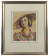 CONSTANCE TEMPE MANNING (1896 - 1960), Untitled (Self-portrait in a sunhat), watercolour, signed lower left, - 2