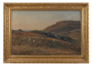 JAN HENDRIK SCHELTEMA (1861-1941), Sheep grazing, oil on canvas board, signed lower right, 26.5 x 39.5cm.