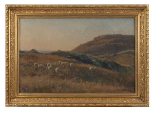JAN HENDRIK SCHELTEMA (1861-1941), Sheep grazing, oil on canvas board, signed lower right, 26.5 x 39.5cm.