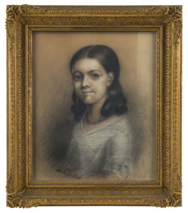 JOHN BROWN (active 1840s-80s), Portrait of a young woman, pencil and wash, signed and dated "1846", 34 x 28cm. PROVENANCE: Christie's Auction, Sydney, 12th April 1987, lot 357