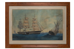 GEORGE FREDERICK GREGORY (1821-1887), Shipping in Port Phillip Bay, watercolour, circa 1880s, signed lower left, 56 x 90cm. Gregory's work is represented in the Art Gallery of South Australia, the Queensland Art Gallery and the National Gallery of Victoria.