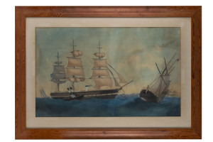 GEORGE FREDERICK GREGORY (1821-1887), Shipping in Port Phillip Bay, watercolour, circa 1880s, signed lower left, 56 x 90cm. Gregory's work is represented in the Art Gallery of South Australia, the Queensland Art Gallery and the National Gallery of Victor