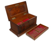 WILLIAM NORRIE (New Zealand) jewellery box, handsomely inlaid with native New Zealand timbers including, totara, puriri, mottled kauri, kohekohe, pukatea, rewarewa, white maire and others. Interior fitted with two lift out trays with original red cloth li - 2