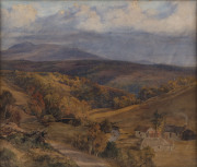 AUSTRALIAN COLONIAL SCHOOL (A farm by a stream), watercolour, circa 1830s, in contemporary musk frame with gilt slip, the board bearing a "T.S. Glasier & Co. Gallery of Art, Melbourne" label, - 2