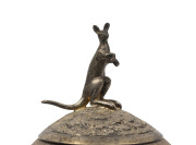 An impressive Australiana sterling silver and emu egg cup and cover, adorned with emus, fern fronds and kangaroo finial, 19th century, interior lined with silk, marked "G. F." London, 1882, 25.5cm high - 2